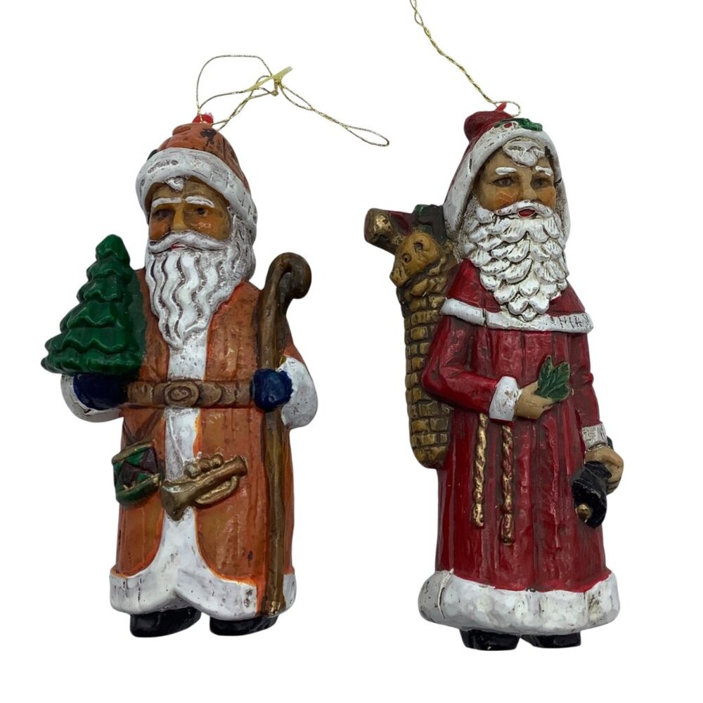 Vintage Kurt Adler 1989 KSA Santa Claus Christmas Figurine Ornaments Set of‎ 2